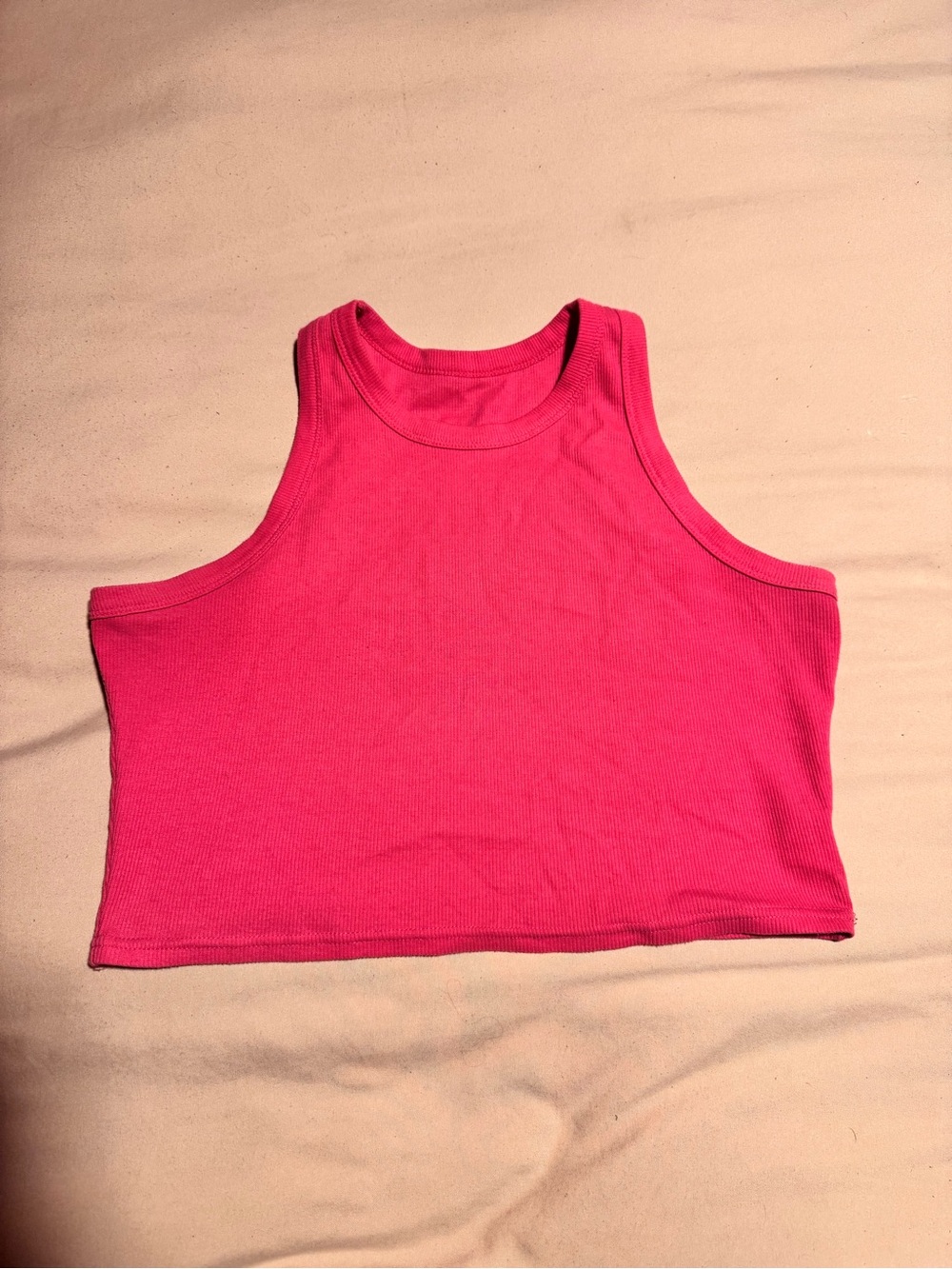 Amazon Hot Pink Ribbed Crop Tank Top
